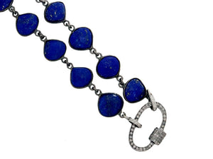 Lapis Ready to Wear Finished Heart Chain with Diamond Clasp or Without Clasp, (DCHN-62)