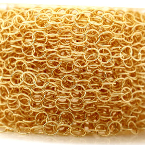 14k Gold Filled Twisted pattern round cable chain, 3.5 mm links, (GF-001) - Beadspoint