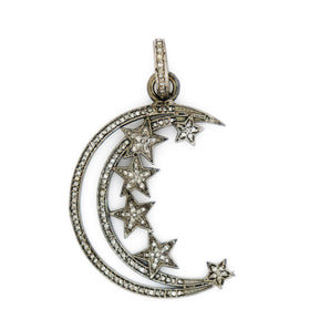 Pave Diamonds Moon and Star Pendant, (DPL-2329) - Beadspoint