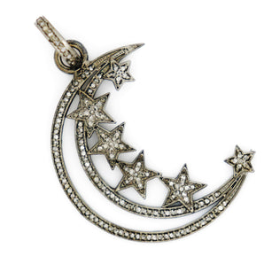 Pave Diamonds Moon and Star Pendant, (DPL-2329) - Beadspoint