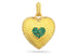 Pave Diamond Fluted Heart Pendant w/ Emerald Heart, (DPS-185)
