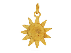 Sterling Silver Vermeil Artisan Here Comes the Sun Pendant, (AF-456)