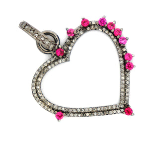 Pave Diamond Heart Pendant with Rubies, (DPM-1117) - Beadspoint