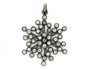 Sterling Silver Artisan Moonstone Snowflake Pendant, (SP-5302) - Beadspoint