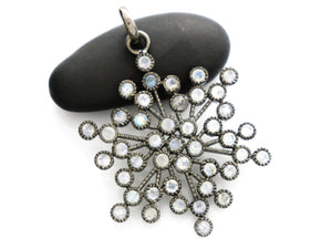 Sterling Silver Artisan Moonstone Snowflake Pendant, (SP-5302) - Beadspoint