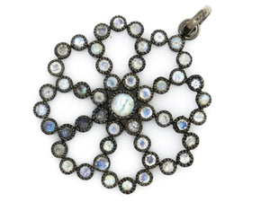 Sterling Silver Artisan Moonstone Flower Pendant, (SP-5301) - Beadspoint