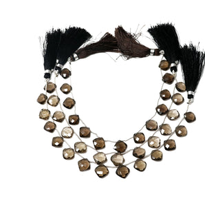 Natural Smokey Topaz Faceted Cushion Drops, 10-11 mm, Rich Color, Topaz Gemstone Beads, (STZ-CUSH-10-11)(483)