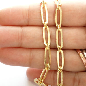 Sterling Silver Vermeil Paperclip chain w/ring, w/ 1 Micron Gold,  5 x 15 mm, (SS-182-LGR) - Beadspoint