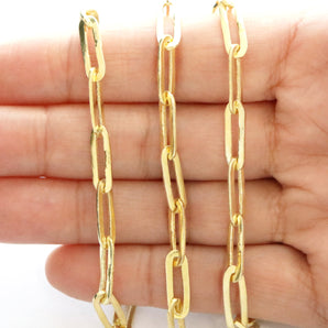 Sterling Silver Vermeil Paperclip chain, w/ 1 Micron Gold, 15 x 5 mm, (SS-182-LG) - Beadspoint