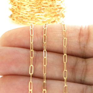 14k Gold Filled Paperclip Chain, 1.80 x 4.85 mm links, (GF-032) - Beadspoint