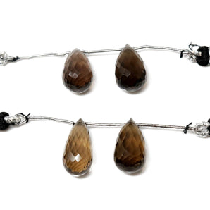 Natural Smokey Topaz Faceted Tear Drops, 10x17 mm, Topaz Gemstone Beads, Rich Color, (STZ-TR-10x17)(486)