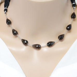Natural Smokey Topaz Faceted Straight Drilled Tear Drops Drops, 9x15 mm, Rich Color, (STZ-STD-9x15)(488)