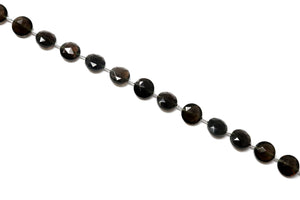 Natural Smokey Topaz Faceted Coin Drops,11 mm, Topaz Gemstone Beads, Rich Color, (STZ-COIN-11)(491)