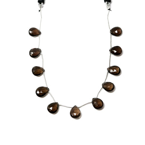 Natural Smokey Topaz Faceted Pear Drops, 8x11-9x12 mm, Rich Color, (STZ-PR-8x11-9x12)(492)