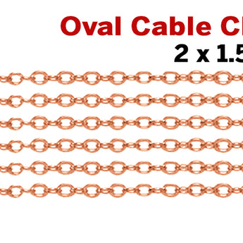 14k Rose Gold Filled Open Cable Chain, 2.0 x 1.5 mm Links, (RGF-06) - Beadspoint