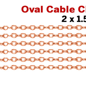 14k Rose Gold Filled Open Cable Chain, 2.0 x 1.5 mm Links, (RGF-06) - Beadspoint