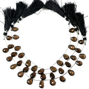 Natural Smokey Topaz Faceted Pear Drops, 8x11-9x12 mm, Rich Color, (STZ-PR-8x11-9x12)(492)