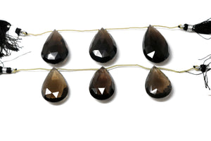 Natural Smokey Topaz Faceted Large Pear Drops, 16x24 mm, Rich Color, (STZ-PR-16x24)(500)