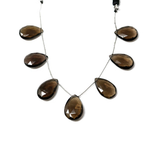 Natural Smokey Topaz Faceted Large Pear Drops, 15x23-16x25 mm, Rich Color, (STZ-PR-15x23-16x25)(501)