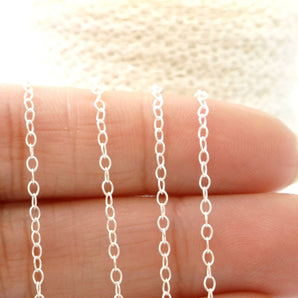 Sterling Silver Fine Oval Cable Chain, 2x1.7 mm, (SS-182)