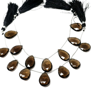 Natural Smokey Topaz Faceted Large Pear Drops, 14x20 mm, Rich Color, (STZ-PR-14x20)(494)