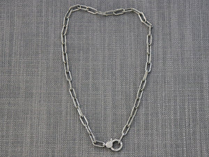 Full Diamond sterling silver Elongated Link Chain with Diamond Lobster Clasp , (DCHN-05) - Beadspoint