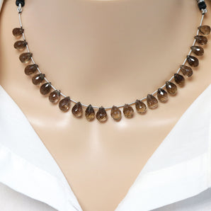 Natural Smokey Topaz Faceted Tear Drops, 7x11-8x12 mm, Rich Color, (STZ-TR-7x11-8x12)(498)
