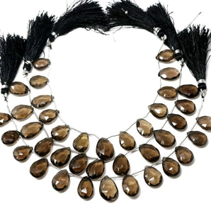 Natural Smokey Topaz Faceted Large Pear Drops, 10x15-11x16 mm, Rich Color, (STZ-PR-10x15-11x16)(499)