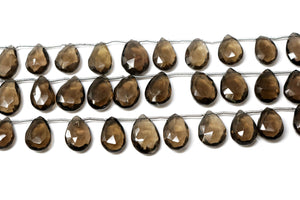 Natural Smokey Topaz Faceted Large Pear Drops, 10x15-11x16 mm, Rich Color, (STZ-PR-10x15-11x16)(499)