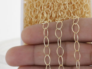 14K Gold Filled Large Oval medium weight Cable Chain, 7x6 mm, (GF-046)