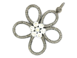 Pave Rose Cut Diamond Flower Pendant, (DRC-5006) - Beadspoint