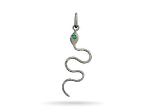 Sterling Silver Artisan Snake Pendant w/ Emerald Eye, Multiple options, (AF-533)
