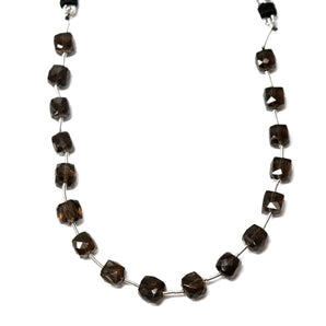Natural Smokey Topaz Faceted Cube, 7 mm, Rich Color, Topaz Gemstone Beads, (STZ-CUBE-7)(502)