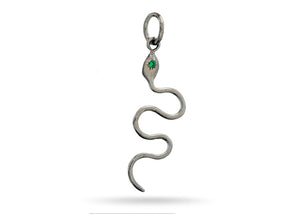 Sterling Silver Artisan Snake Pendant w/ Emerald Eye, Multiple options, (AF-533)