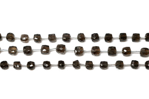 Natural Smokey Topaz Faceted Cube, 7 mm, Rich Color, Topaz Gemstone Beads, (STZ-CUBE-7)(502)