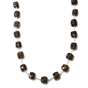 Natural Smokey Topaz Faceted Cube, 6 mm, Rich Color, Topaz Gemstone Beads, (STZ-CUBE-6)(503)