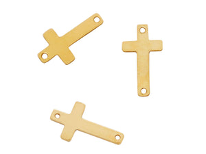 14k Gold Filled Cross w/ 2 Holes Charm-- (GF/CH0/CR11) - Beadspoint