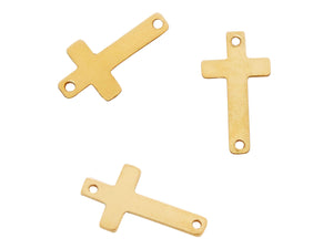 14k Gold Filled Cross w/ 2 Holes Charm-- (GF/CH0/CR11) - Beadspoint