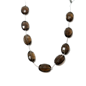 Natural Smokey Topaz Faceted Oval Drops, 8x11-9x13 mm, Rich Color, (STZ-OV-8x11-9x13)(504)