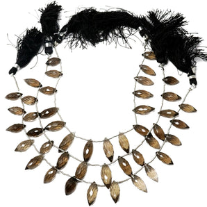 Natural Smokey Topaz Faceted Marquise Drops, 7x14-7x18 mm, Topaz Gemstone Beads, Rich Color, (STZ-MQDP-7x14-7x18)(505)