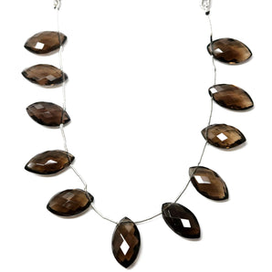 Natural Smokey Topaz Faceted Marquise, 9x16 mm, Rich Color, (STZ-MQ-9x16)(507)