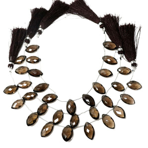 Natural Smokey Topaz Faceted Marquise, 11x20 mm, Topaz Gemstone Beads, Rich Color, (STZ-MQ-11x20)(506)