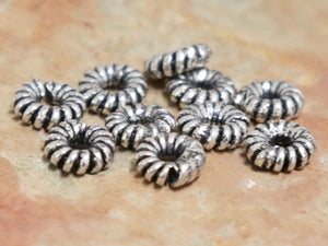 Bali Sterling Silver handmade Coiled Wire Spacer Bead, 10 Pieces, (BA-5114)