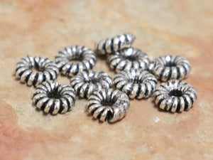 Bali Sterling Silver handmade Coiled Wire Spacer Bead, 10 Pieces, (BA-5114)