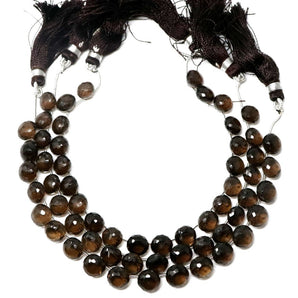 Natural Smokey Topaz Faceted Onion Drops, 8-9 mm, Rich Color, (STZ-ON-8-9)(508)