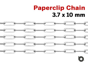 Sterling Silver Paperclip Heavy Chain, 3.7 x 10 mm Links, M348(SS-192) - Beadspoint