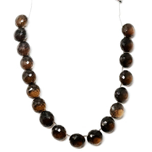 Natural Smokey Topaz Faceted Onion Drops, 9-10 mm, Topaz Gemstone Beads, Rich Color, (STZ-ON-9-10)(509)