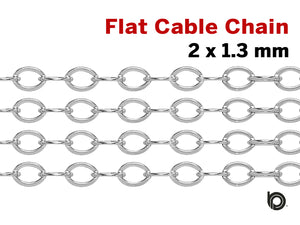 Sterling Silver Flat Oval Chain, 4.2 x 2.7 mm Links, SM1091F( SS-190) - Beadspoint