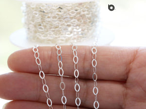 Sterling Silver Flat Oval Chain, 4.2 x 2.7 mm Links, SM1091F( SS-190) - Beadspoint