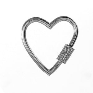 Pave Diamond Heart Screw Lobster Clasp, Carabiner Lock, (DC-81) - Beadspoint